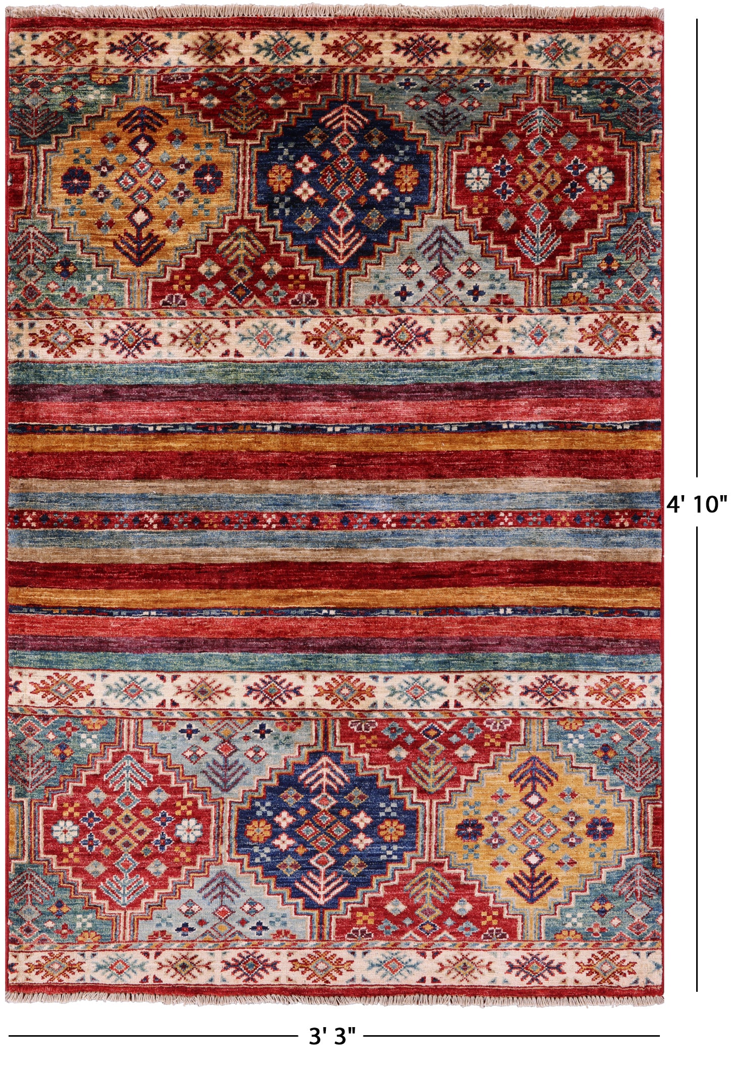 Khorjin Persian Gabbeh Hand Knotted Wool Rug - 3' 3" X 4' 10" - Golden Nile