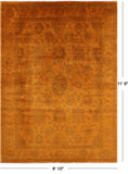 Orange Full Pile Overdyed Hand Knotted Wool Rug - 8' 10" X 11' 9" - Golden Nile