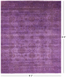 Purple Full Pile Overdyed Hand Knotted Wool Rug - 8' 2" X 9' 9" - Golden Nile