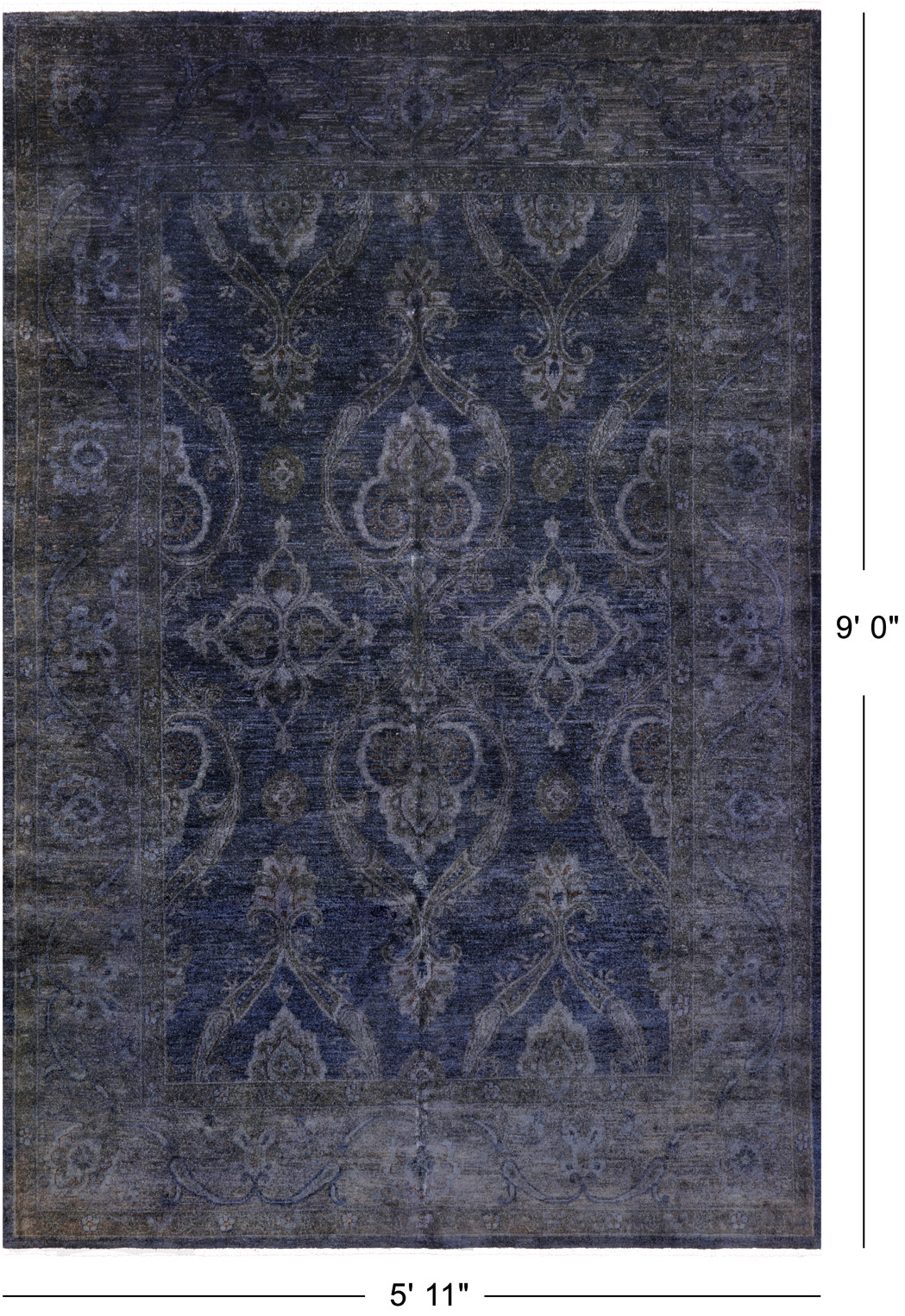 Full Pile Overdyed Hand Knotted Wool Rug - 5' 11" X 9' 0"