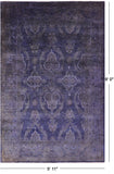 Purple Full Pile Overdyed Hand Knotted Wool Rug - 5' 11" X 9' 0" - Golden Nile