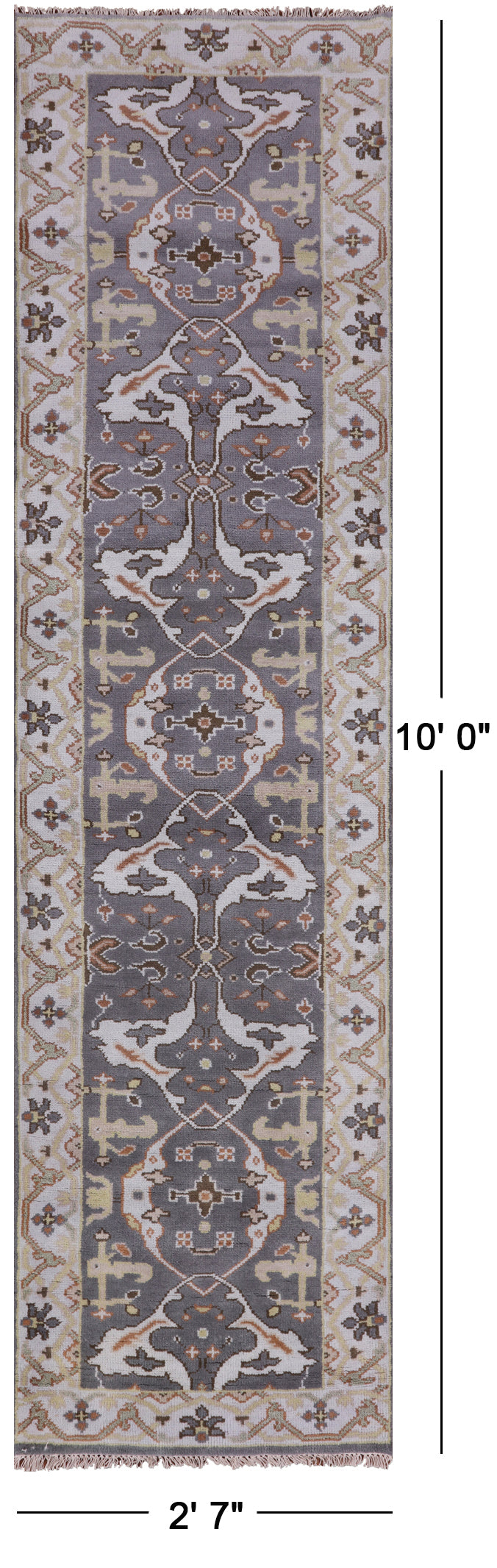 Grey Turkish Oushak Hand Knotted Wool Runner Rug - 2' 7" X 10' 0" - Golden Nile