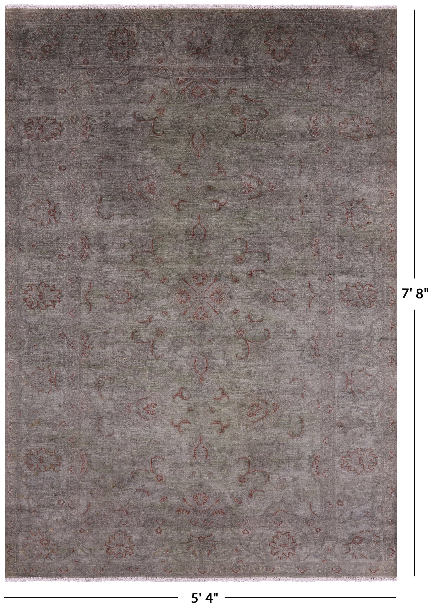 Full Pile Overdyed Hand Knotted Wool Rug - 5' 4" X 7' 8" - Golden Nile