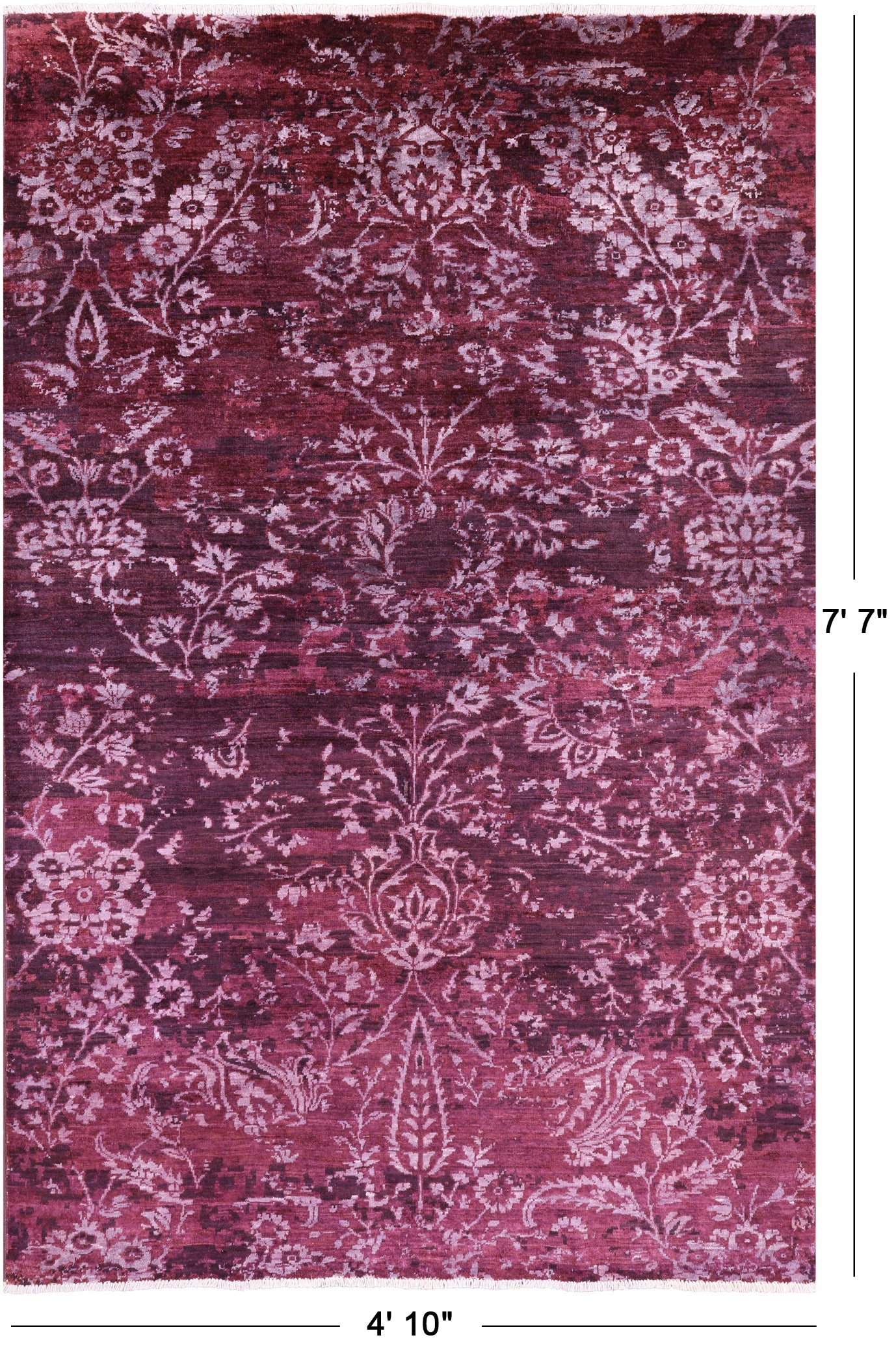 Contemporary Handmade Wool & Silk Rug - 4' 10" X 7' 7" - Golden Nile