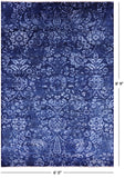 Blue Contemporary Hand Knotted Wool & Silk Rug - 6' 0" X 8' 9" - Golden Nile