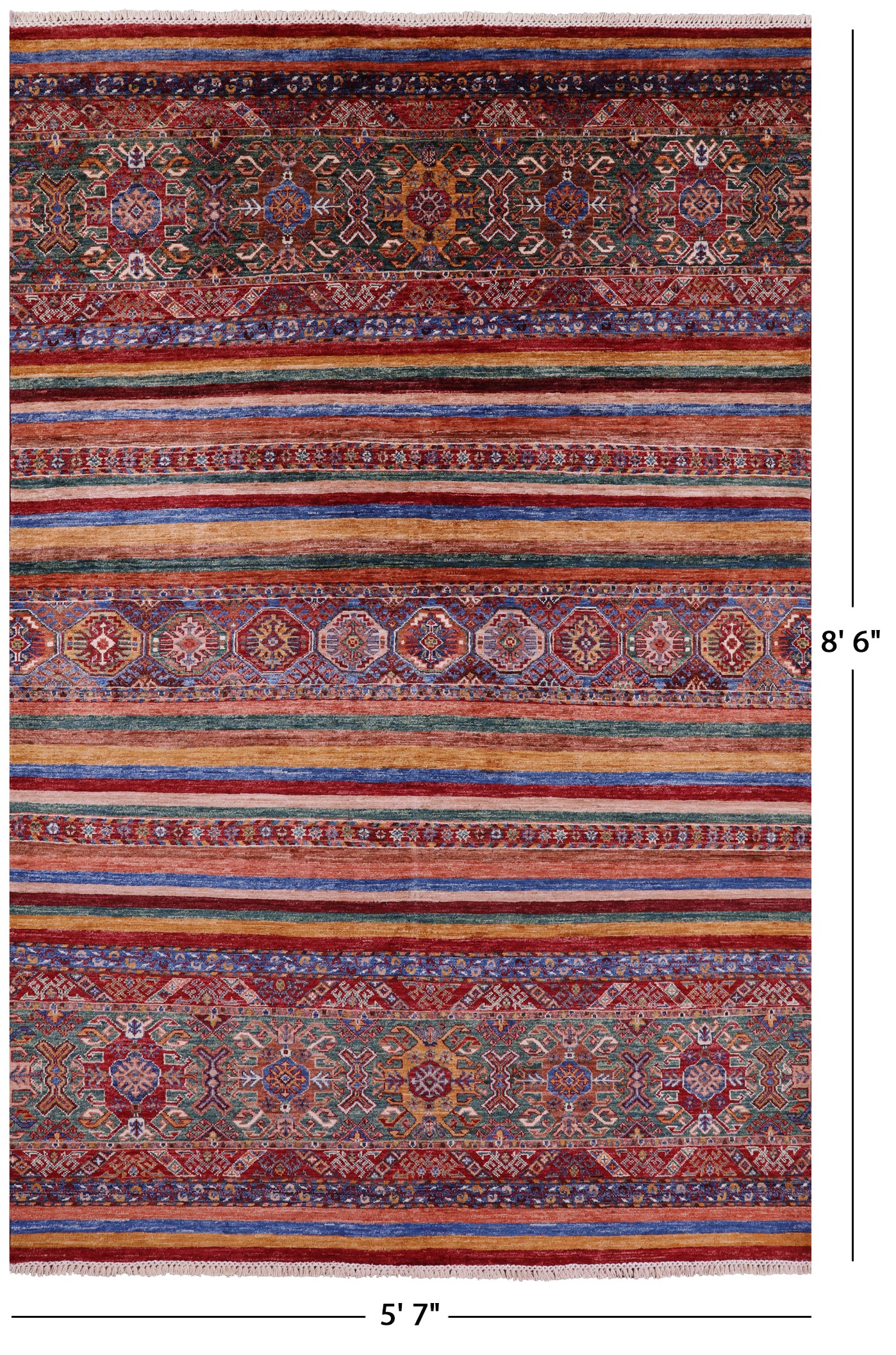 Khorjin Persian Gabbeh Hand Knotted Wool Rug - 5' 7" X 8' 6" - Golden Nile