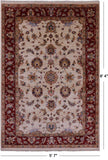 Ivory Persian Tabriz Hand Knotted Wool Rug - 5' 7" X 8' 4" - Golden Nile