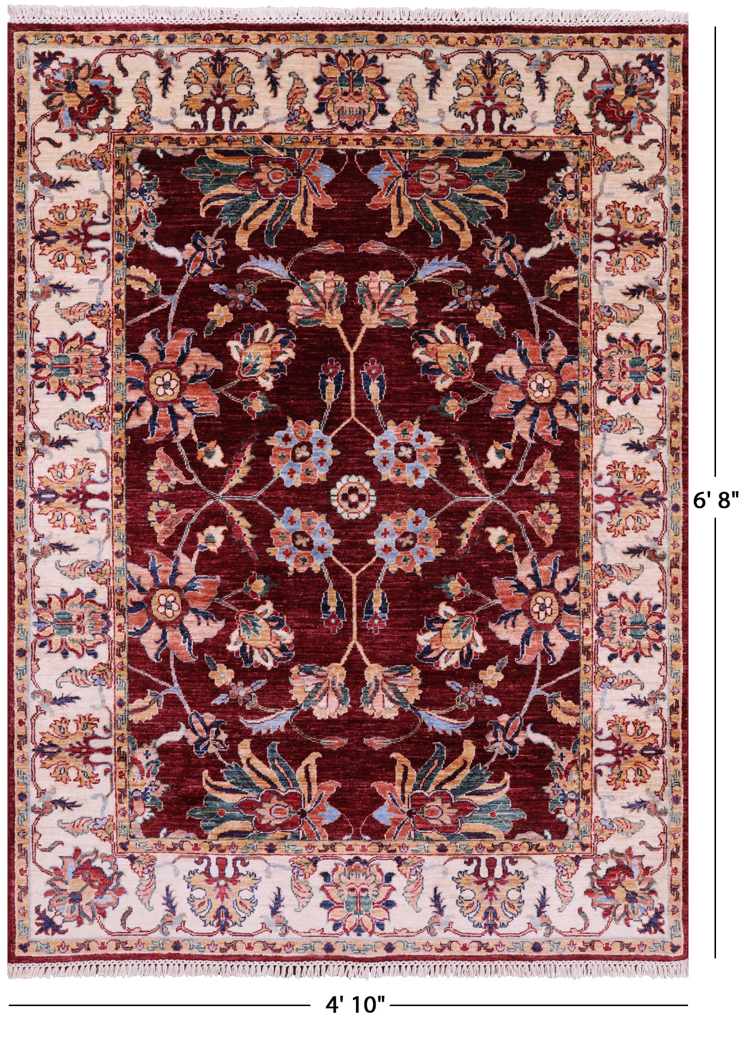 Persian Tabriz Handmade Wool Rug - 4' 10" X 6' 8" - Golden Nile