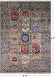 Green Turkmen Ersari Hand Knotted Wool Rug - 4' 11" X 6' 9" - Golden Nile