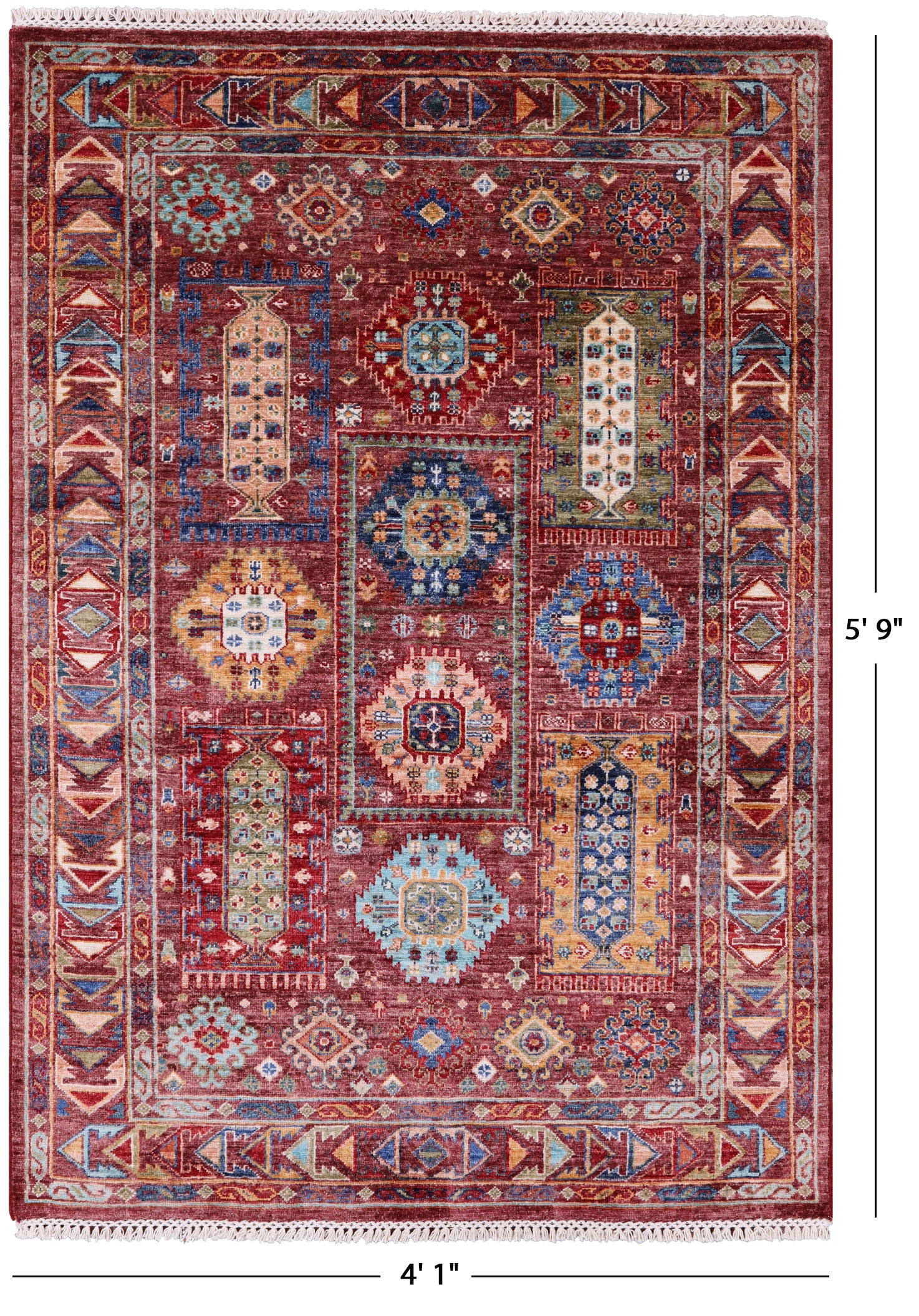 Turkmen Ersari Handmade Wool Rug - 4' 1" X 5' 9" - Golden Nile