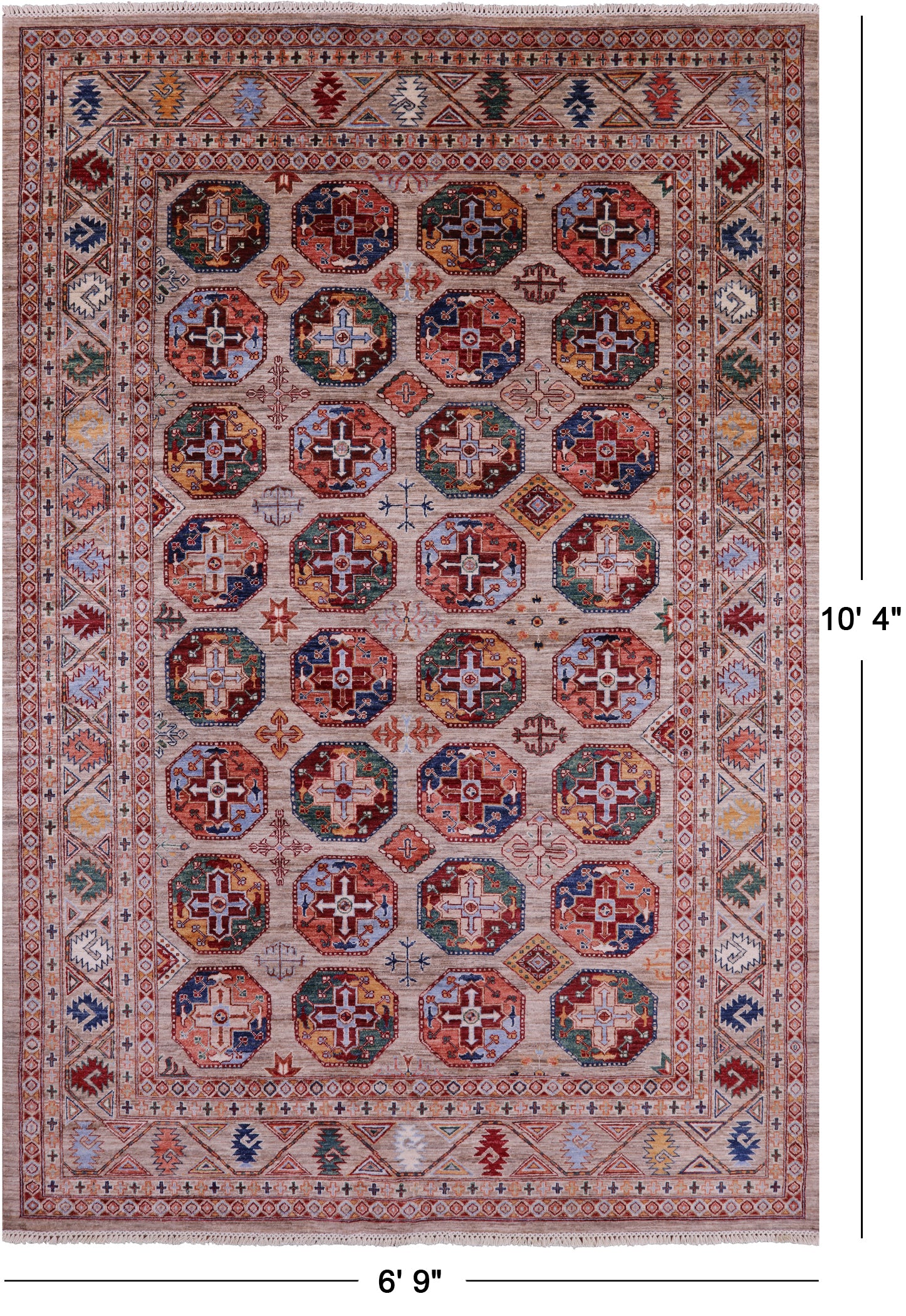 Turkmen Ersari Hand Knotted Wool Rug - 6' 9" X 10' 4" - Golden Nile