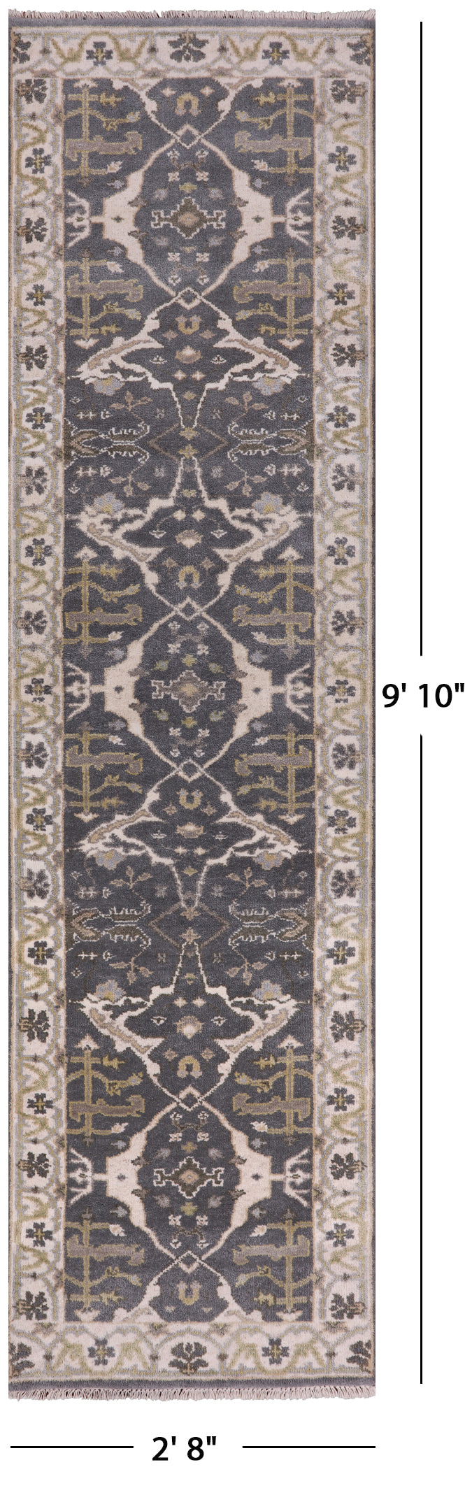 Grey Turkish Oushak Hand Knotted Wool Runner Rug - 2' 8" X 9' 10" - Golden Nile