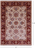 Ivory Persian Tabriz Hand Knotted Wool Rug - 5' 7" X 7' 10" - Golden Nile