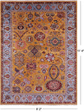 Gold Persian Tabriz Hand Knotted Wool Rug - 8' 2" X 11' 4" - Golden Nile