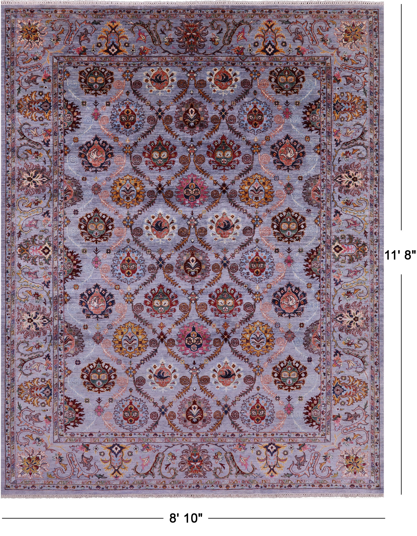 Persian Tabriz Hand Knotted Wool Rug - 8' 10" X 11' 8" - Golden Nile