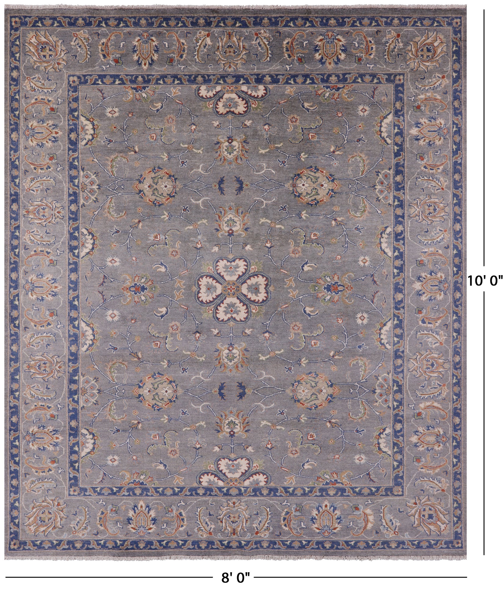 Grey Turkish Oushak Hand Knotted Wool Rug - 8' 0" X 10' 0" - Golden Nile