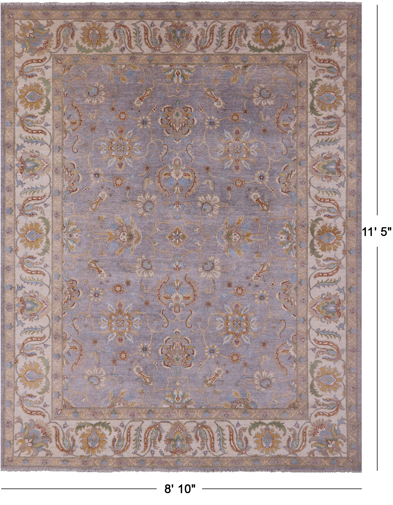 Grey Turkish Oushak Handmade Wool Rug - 8' 10" X 11' 5" - Golden Nile