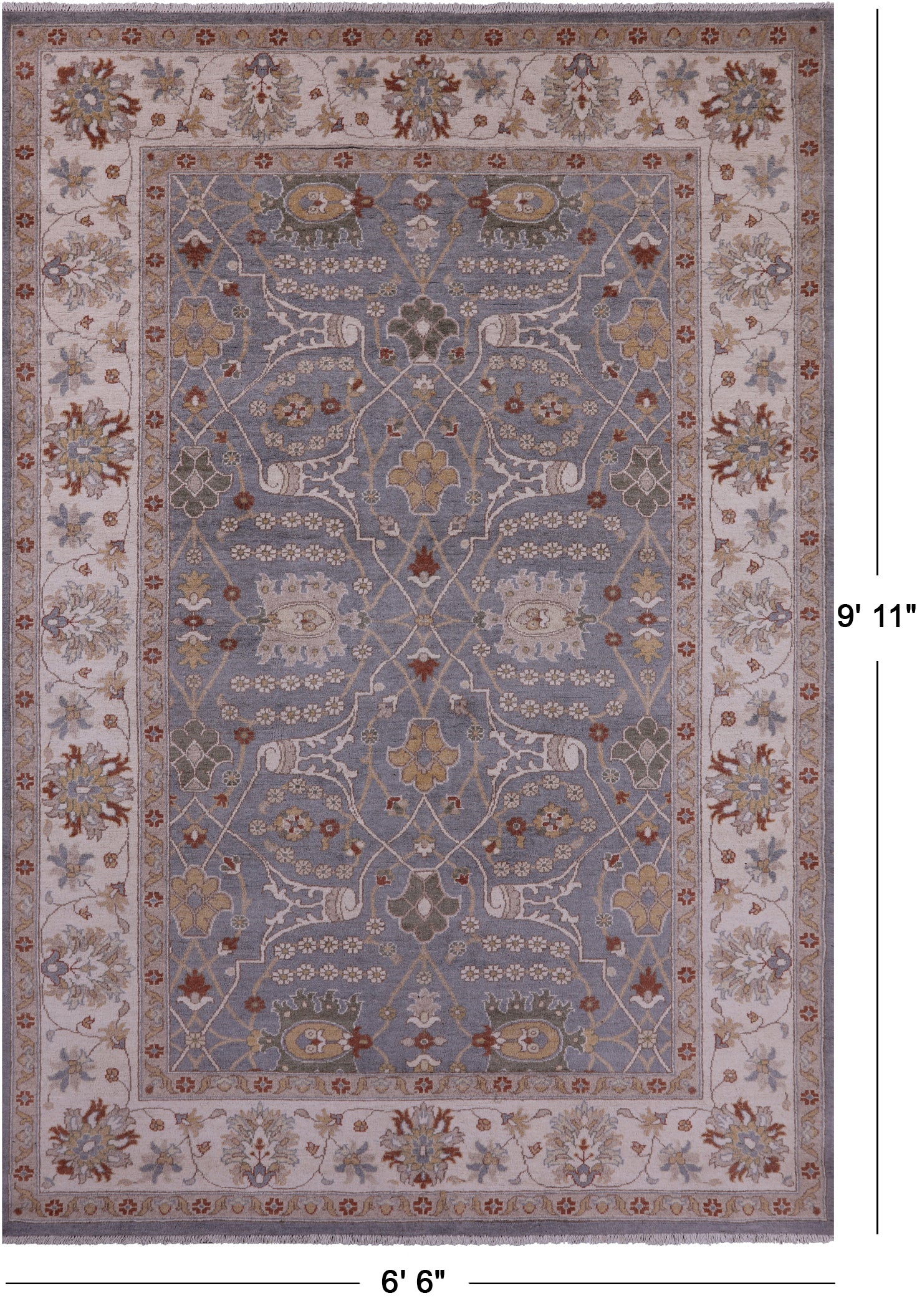 Grey Turkish Oushak Handmade Wool Rug - 6' 6" X 9' 11" - Golden Nile
