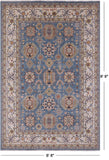 Blue Persian Fine Serapi Hand Knotted Wool Rug - 6' 8" X 9' 9" - Golden Nile