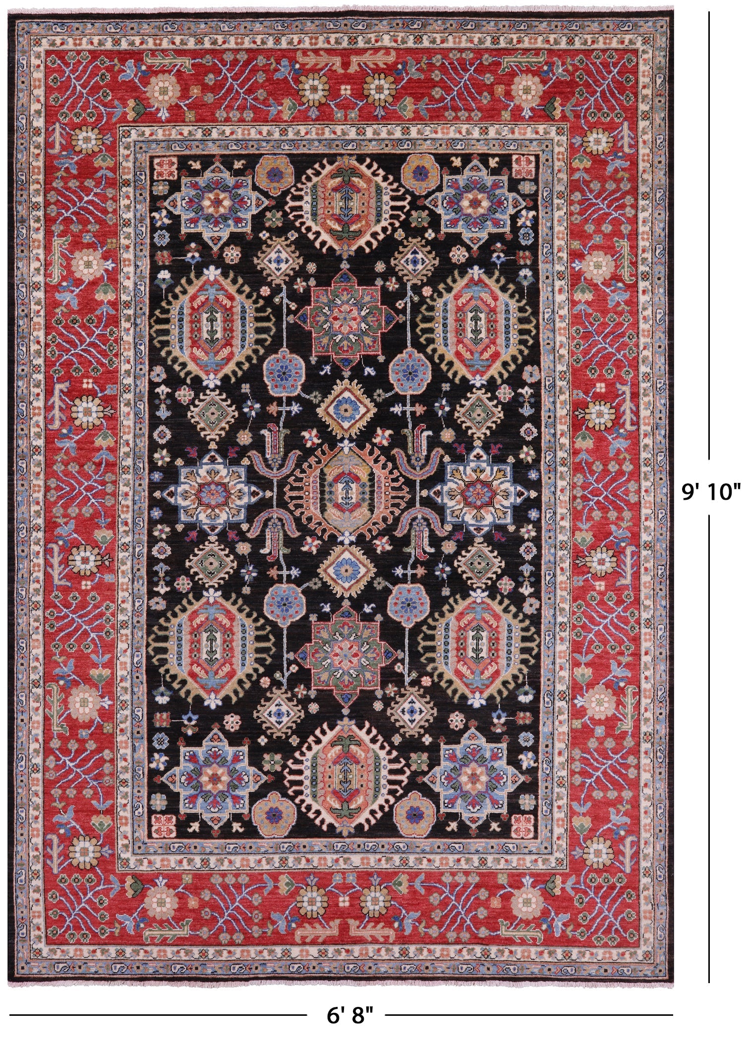 Brown Persian Fine Serapi Handmade Wool Rug - 6' 8" X 9' 10" - Golden Nile