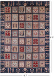 Blue Garden Design Persian Handmade Wool Rug - 6' 7" X 9' 7" - Golden Nile