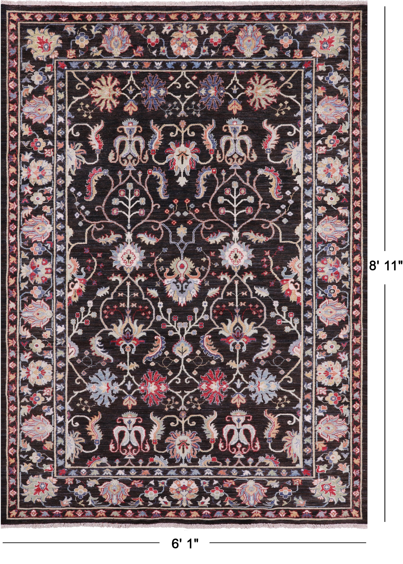 Brown Turkish Oushak Hand Knotted Wool Rug - 6' 1" X 8' 11" - Golden Nile