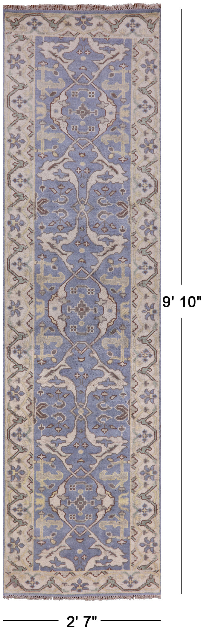 Turkish Oushak Hand Knotted Wool Runner Rug - 2' 7" X 9' 10" - Golden Nile