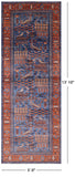 Blue Persian Fine Serapi Hand Knotted Wool Rug - 5' 0" X 13' 10" - Golden Nile