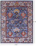 Blue Persian Fine Serapi Hand Knotted Wool Rug - 8' 10" X 11' 9" - Golden Nile