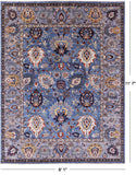 Blue Persian Fine Serapi Handmade Wool Rug - 9' 1" X 11' 7" - Golden Nile