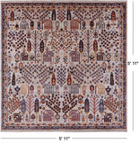 Square Ziegler Hand Knotted Wool Rug - 5' 11" X 5' 11" - Golden Nile