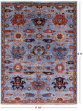 Blue Persian Fine Serapi Hand Knotted Wool Rug - 4' 10" X 6' 4" - Golden Nile