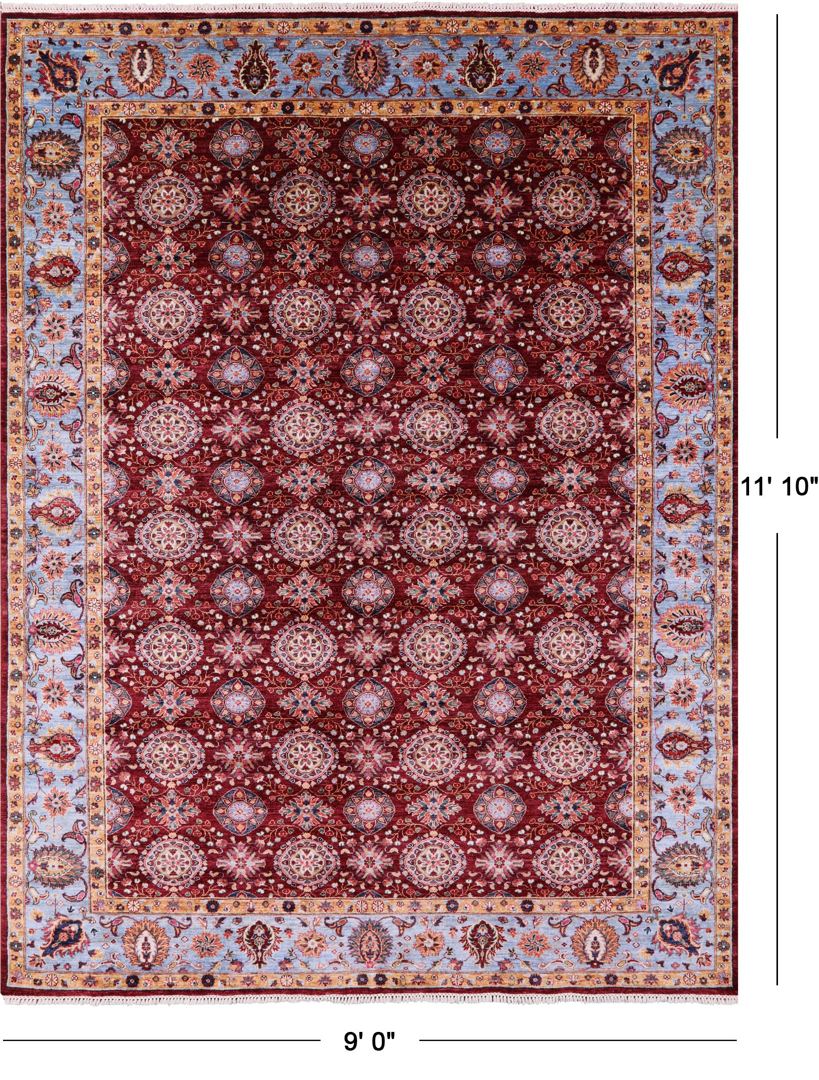 Persian Tabriz Hand Knotted Wool Rug - 9' 0" X 11' 10" - Golden Nile