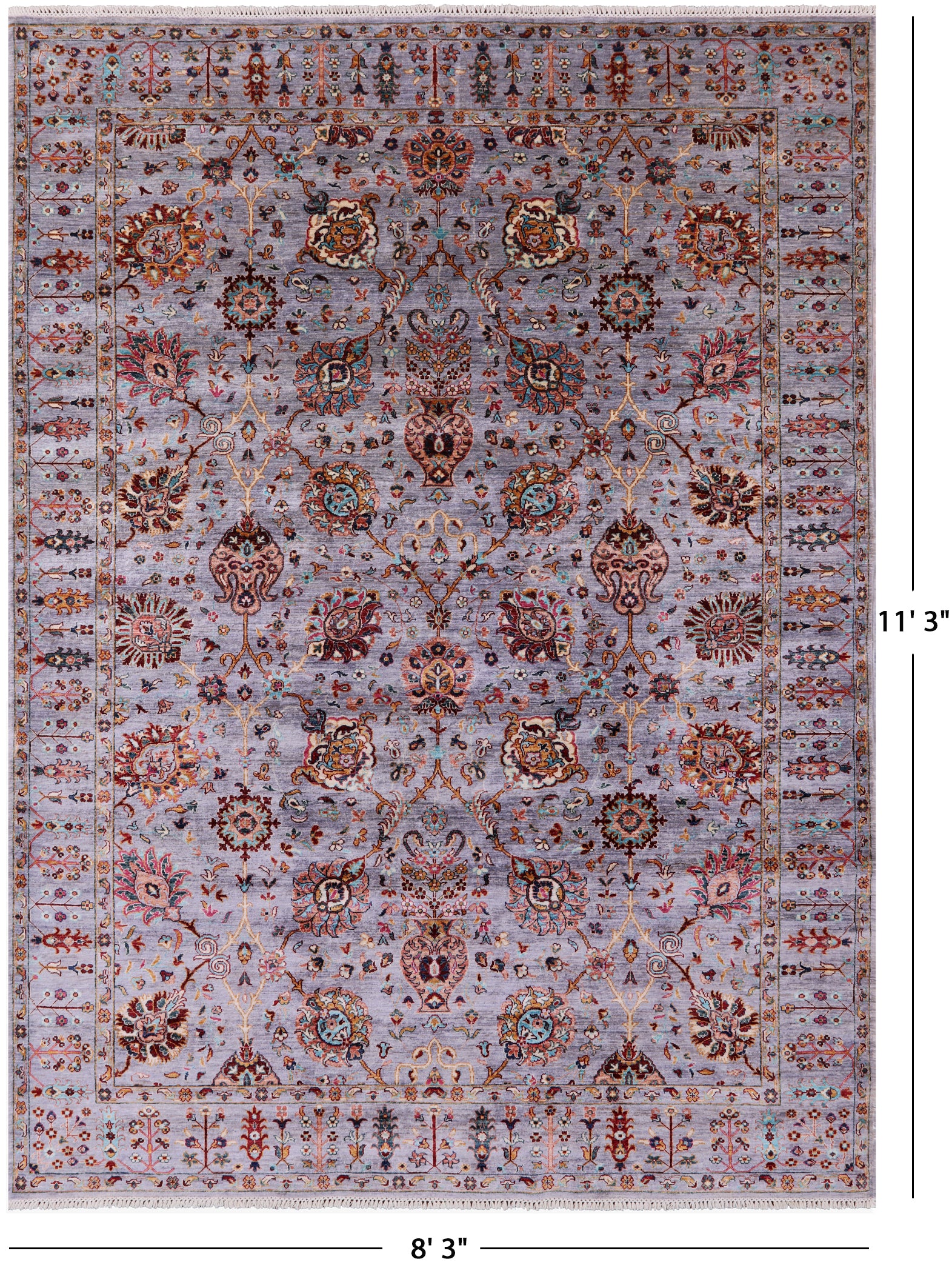 Peshawar Hand Knotted Wool Rug - 8' 3" X 11' 3" - Golden Nile