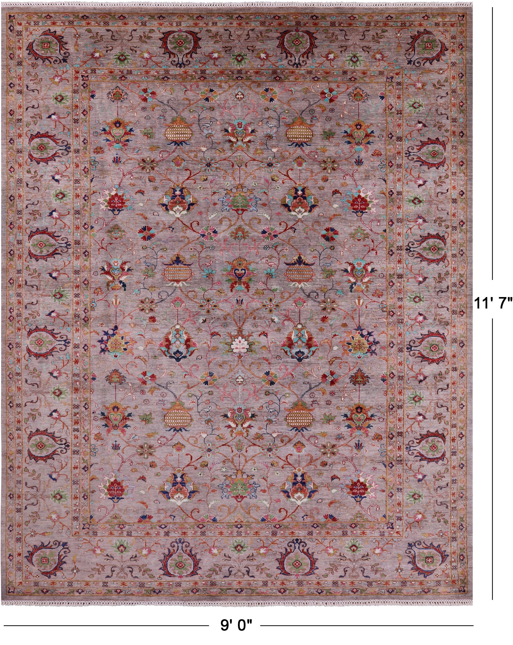 Peshawar Hand Knotted Wool Rug - 9' 0" X 11' 7" - Golden Nile