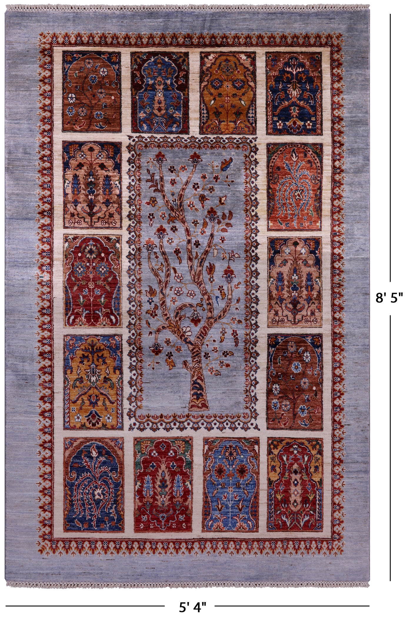 Tree Of Life Persian Hand Knotted Wool Rug - 5' 4" X 8' 5" - Golden Nile