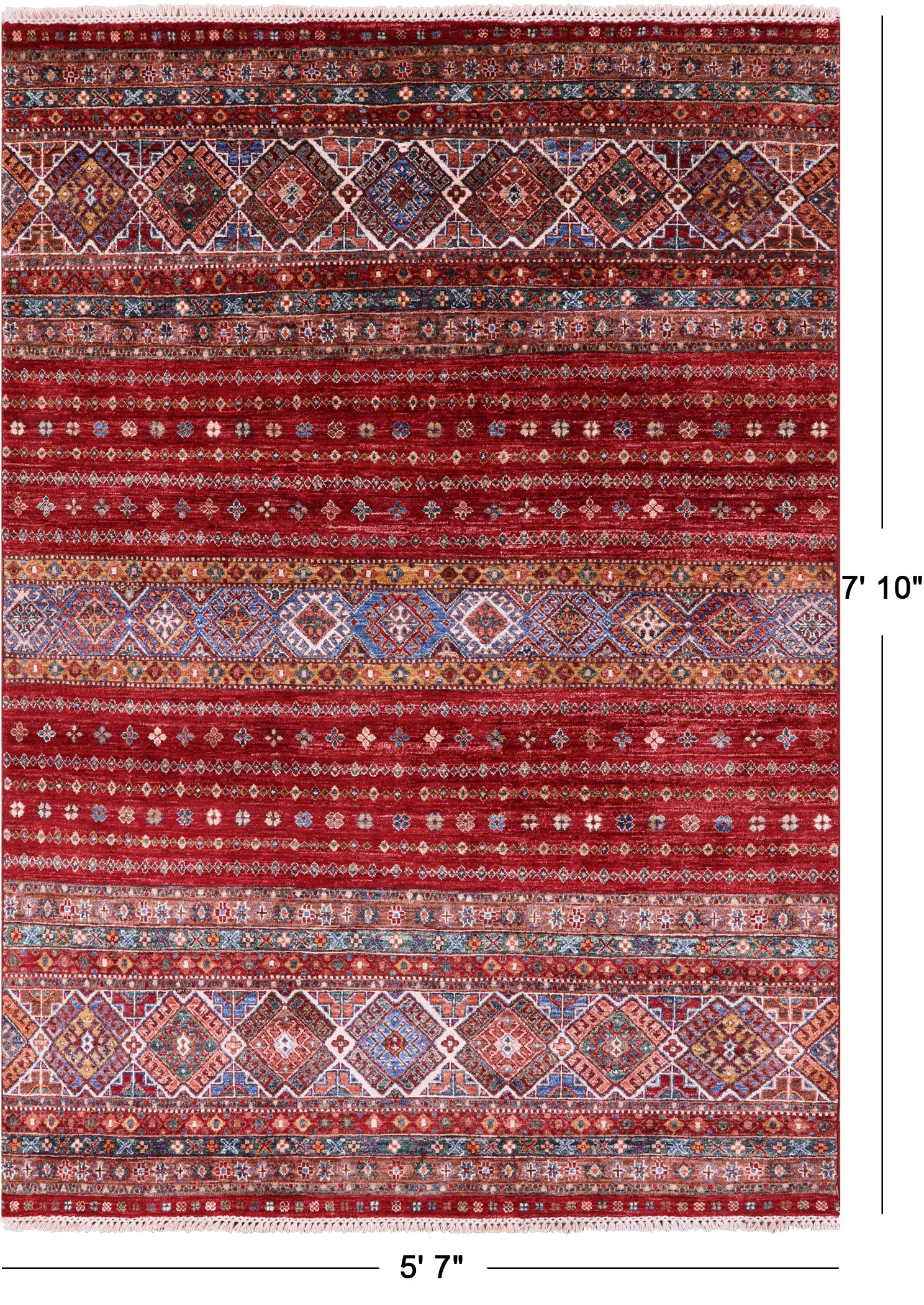 Red Khorjin Persian Gabbeh Hand Knotted Wool Rug - 5' 7" X 7' 10" - Golden Nile