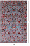 Grey Peshawar Hand Knotted Wool Rug - 5' 8" X 8' 6" - Golden Nile