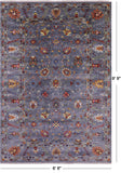 Grey Peshawar Hand Knotted Wool Rug - 6' 8" X 9' 9" - Golden Nile