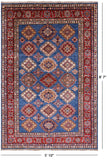 Blue Super Kazak Handmade Wool Rug - 5' 10" X 8' 7" - Golden Nile