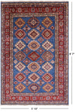 Blue Super Kazak Handmade Wool Rug - 5' 10" X 8' 7" - Golden Nile