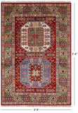 Red Super Kazak Hand Knotted Wool Rug - 3' 9" X 5' 6" - Golden Nile