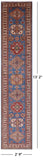 Blue Super Kazak Hand Knotted Wool Runner Rug - 2' 9" X 13' 2" - Golden Nile