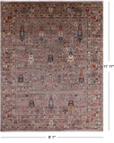 Tribal Persian Gabbeh Handmade Wool Rug - 9' 1" X 11' 11" - Golden Nile