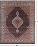 Black Bijar Hand Knotted Wool & Silk Rug - 8' 0" X 9' 11" - Golden Nile