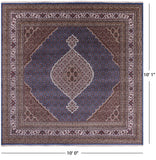 Blue Square Bijar Hand Knotted Wool & Silk Rug - 10' 0" X 10' 1" - Golden Nile