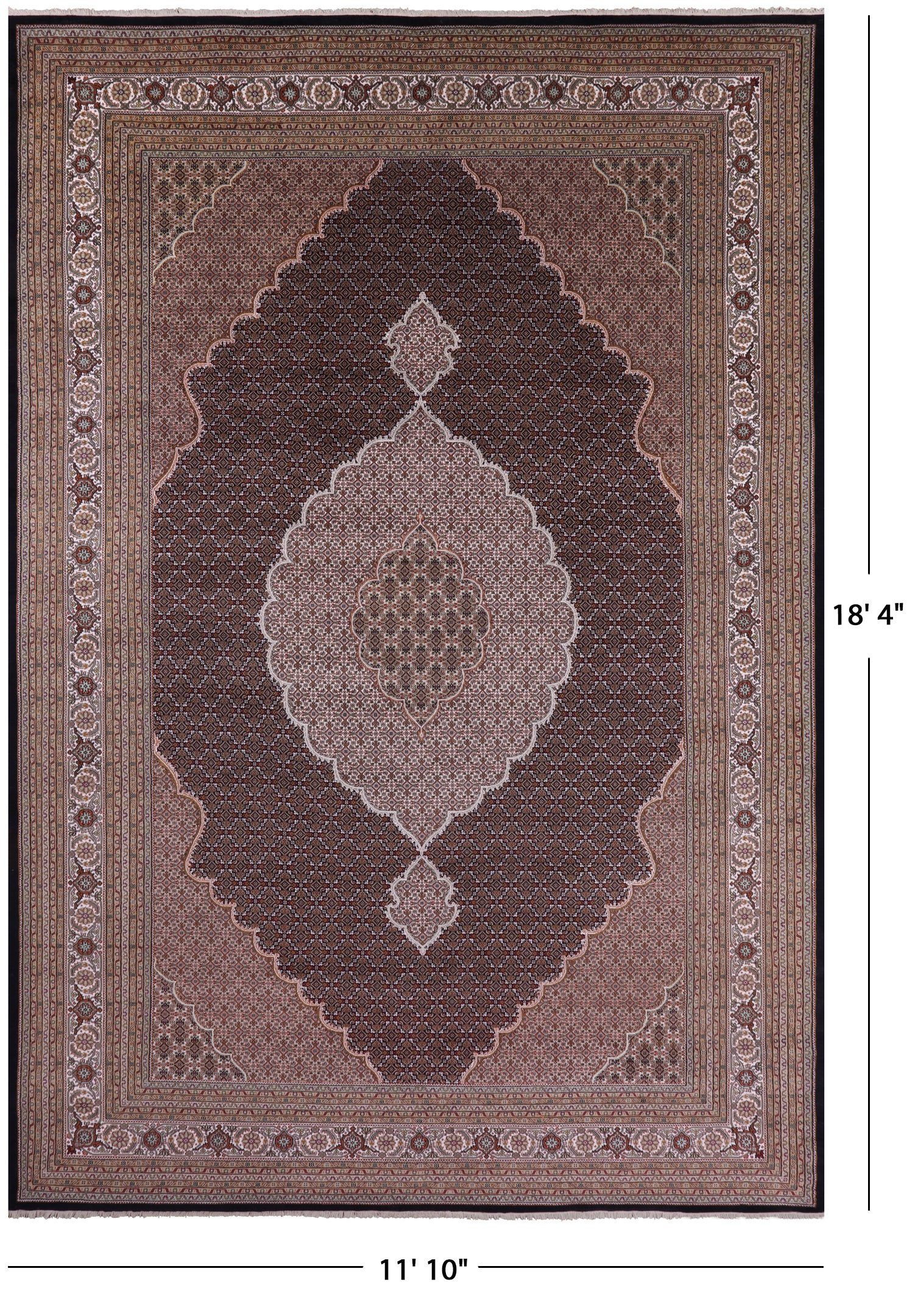 Black Bijar Hand Knotted Wool & Silk Rug - 11' 10" X 18' 4" - Golden Nile