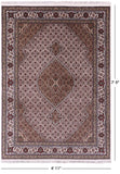 Ivory Bijar Hand Knotted Wool & Silk Rug - 4' 11" X 7' 0" - Golden Nile