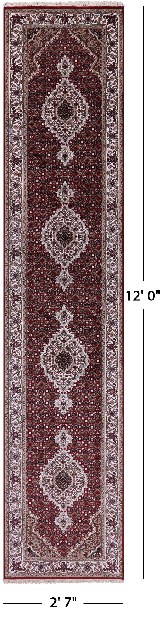 Bijar Hand Knotted Wool & Silk Runner Rug - 2' 7" X 12' 0" - Golden Nile