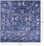 Blue Square Modern Hand Knotted Wool Rug - 8' 1" X 8' 2" - Golden Nile